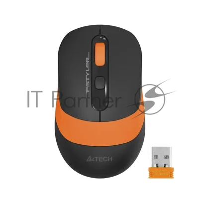 Мышь беспроводная A4Tech Fstyler FG10 черный/оранжевый, 2000 dpi, радиоканал, USB, кнопки - 4