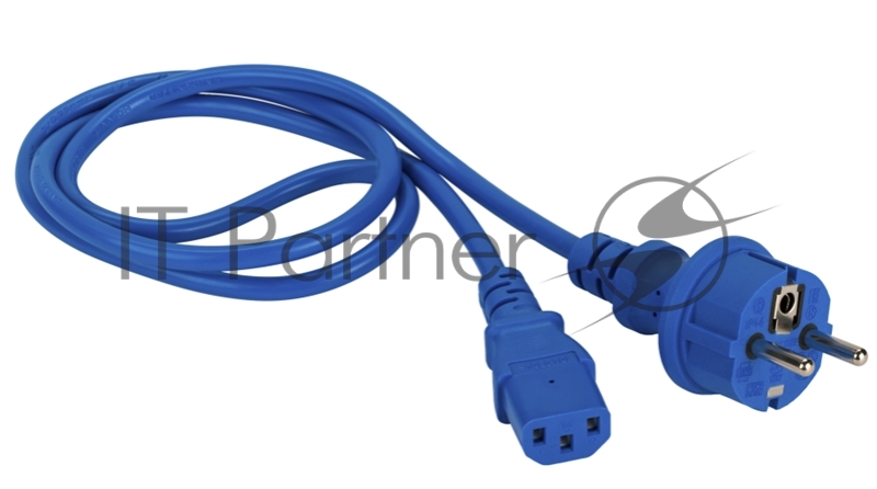Шнур питания Lanmaster C13-Schuko прямая, 3х0.75, 220В, 10А, синий, 2 метра