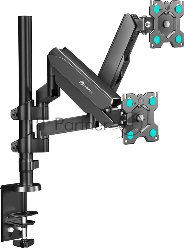 Кронштейн (держатель) ONKRON G140 для двух мониторов 13"-32" дюймов настольный, черный