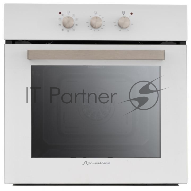Встраиваемая электрическая духовка Schaub Lorenz SLB EW6313 59.5х59.5x61 см, 58л, 9 режимов работы, механические переключатели, механический таймер, белая эмаль/ручки цвета нержавеющая сталь