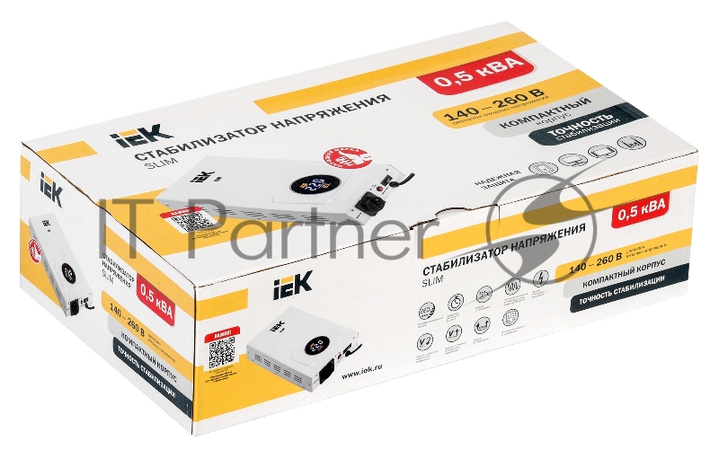 Стабилизатор напряжения настенный SLIM 0,5кВА IEK IVS22-1-D05-09