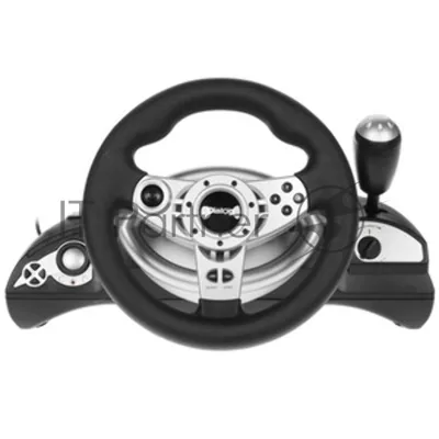 Игровой руль Dialog GW-155VR CyberPilot - эф.вибрации, 2 педали, рычаг ПП, PC USB