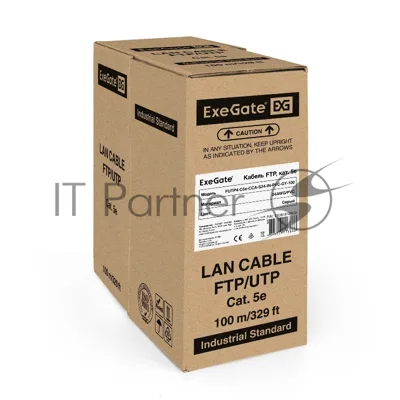 Кабель ExeGate FTP 4 пары кат.5e CCA, 24AWG, экран, бухта 100м, серый, PVC