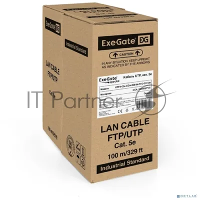 Кабель ExeGate Special UTP 4 пары кат.5e CCA, 26AWG, бухта 100м, серый, PVC