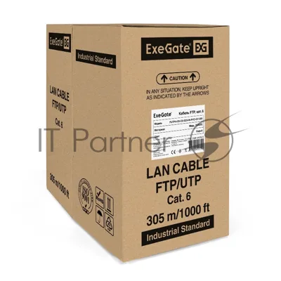 Кабель ExeGate FTP 4 пары кат.6 медь, 23AWG, экран, бухта 305м, серый, PVC