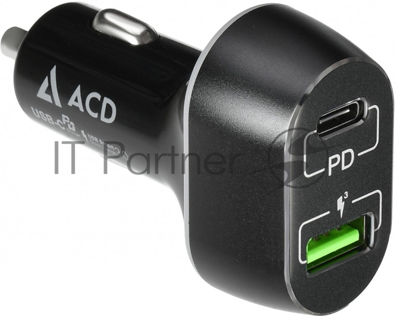 Автомобильное ЗУ ACD 63Вт, 2xUSB 1PD+1QC, 3.6~20В/3А RTL