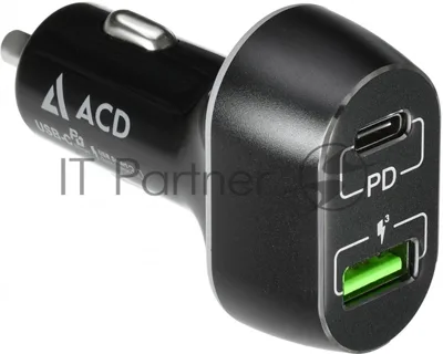 Автомобильное ЗУ ACD 63Вт, 2xUSB 1PD+1QC, 3.6~20В/3А RTL