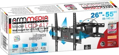 Кронштейн для телевизора Arm Media LCD-417 черный 26"-55" макс.35кг настенный поворотно-выдвижной и наклонный
