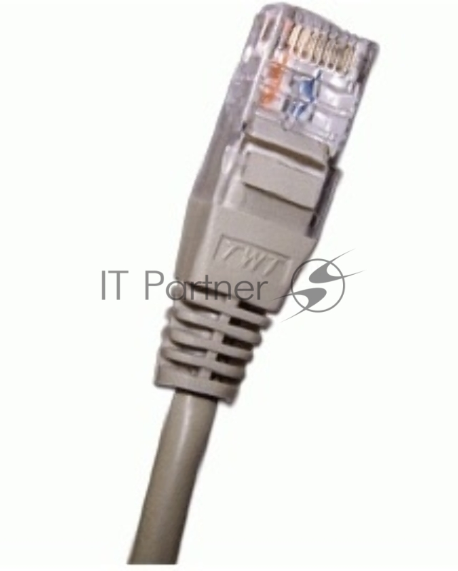 Патч-корд 2-х парный TWT UTP cat.5e, с заливными колпачками, 2.0 м, серый