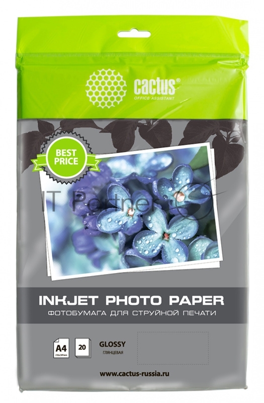 Фотобумага Cactus CS-GA413020ED A4/130г/м2/20л./белый глянцевое для струйной печати