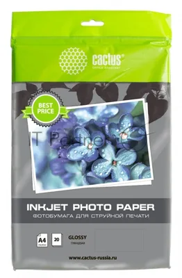Фотобумага Cactus CS-GA413020ED A4/130г/м2/20л./белый глянцевое для струйной печати