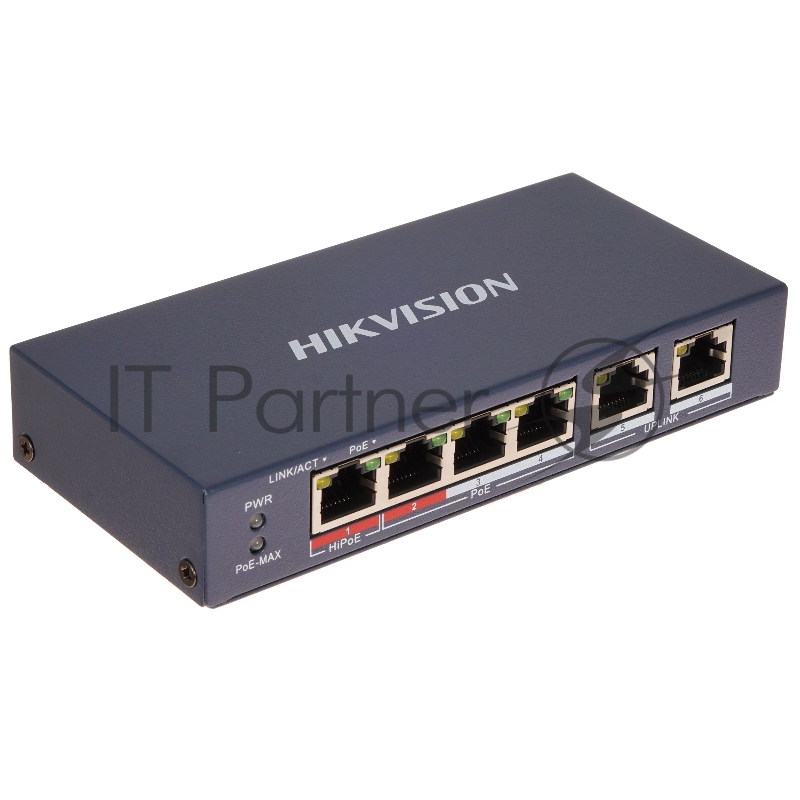 Коммутатор Hikvision DS-3E0106HP-E, 4×100 Мбит/с PoE + 2×100 Мбит/с, неуправляемый