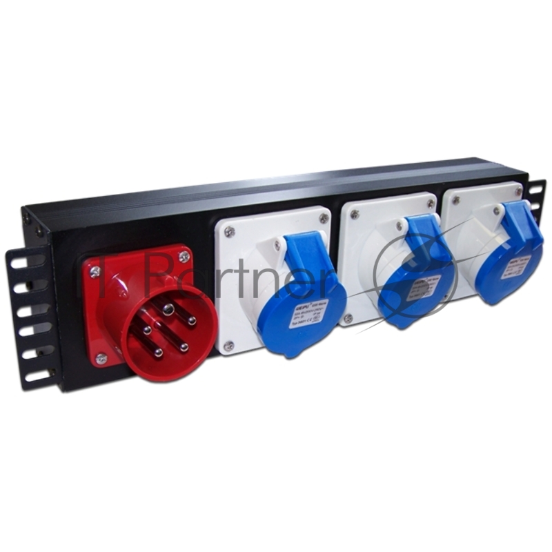 Блок розеток 19" трехфазный, 1х3 IEC309, 32A 380V