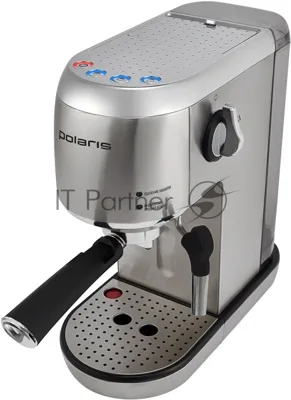 Кофеварка эспрессо Polaris PCM 2001AE нержавеющая сталь, исп. кофе - молотый, 1.5 л, 1400 Вт, 20 бар