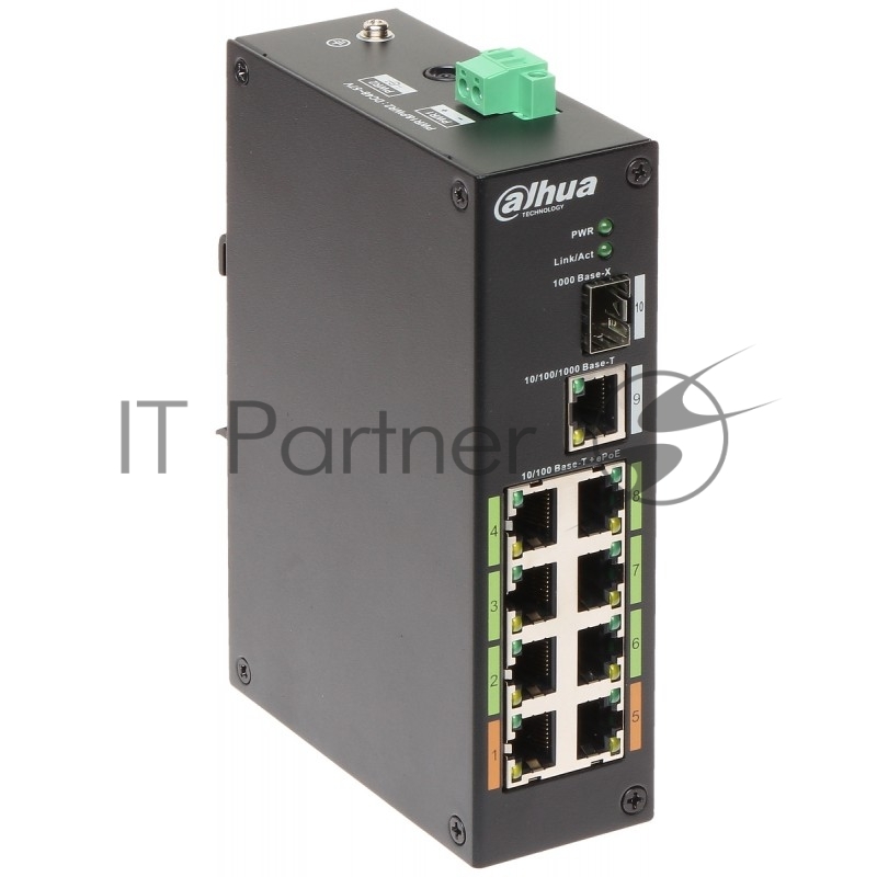 Коммутатор Dahua DH-LR2110-8ET-120, 8×100 Мбит/с PoE+ + 1×1 Гбит/с + 1×1 Гбит/с SFP, неуправляемый