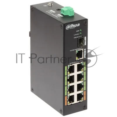 Коммутатор Dahua DH-LR2110-8ET-120, 8×100 Мбит/с PoE+ + 1×1 Гбит/с + 1×1 Гбит/с SFP, неуправляемый