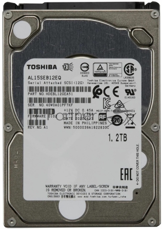 Жесткий диск HDD Toshiba AL15SE 1.2Tb 10500rpm SAS 128Mb 2.5"