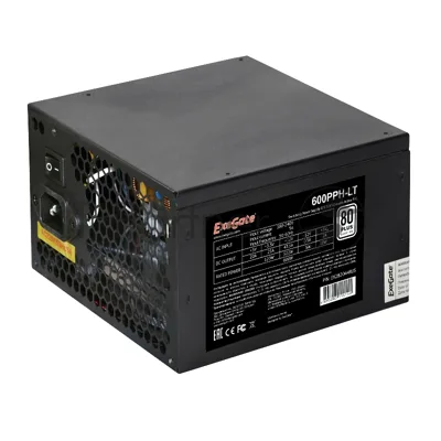 Блок питания ExeGate 600PPH-LT (EX282044RUS), 600Вт, 80 PLUS, 120мм, черный