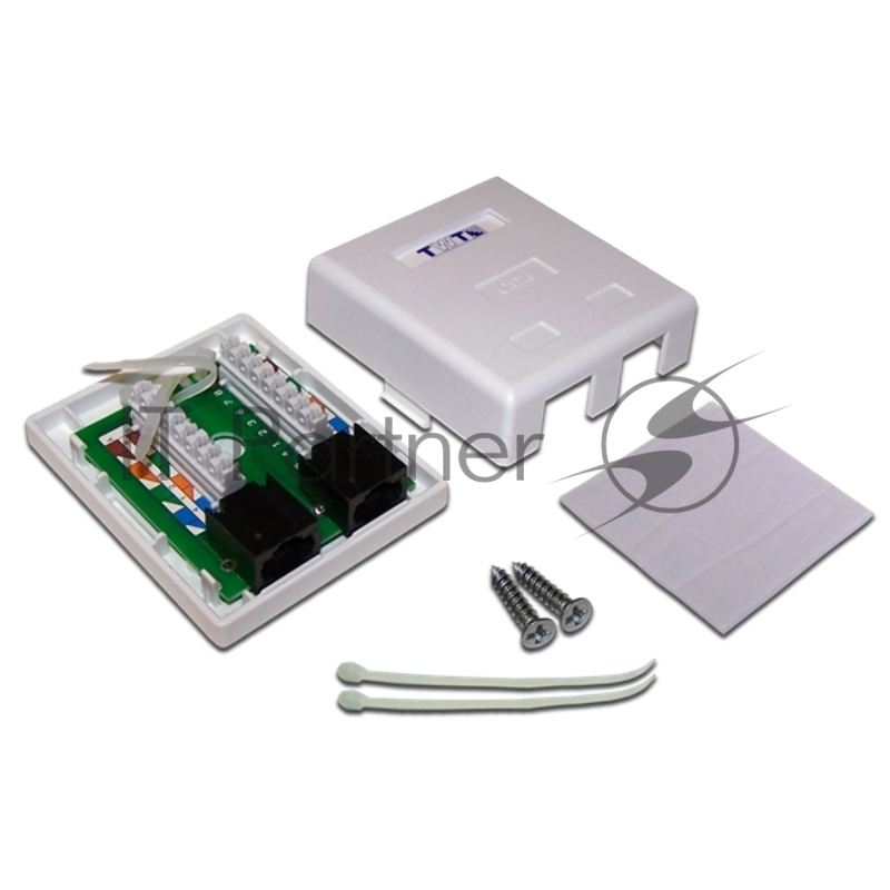 Настенная розетка, 2 порта RJ-45 категории 6, UTP, белая