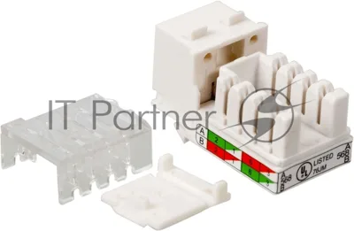 Модуль Keystone, RJ45, кат.5E, UTP, 90 градусов, узкий, со шторкой, белый