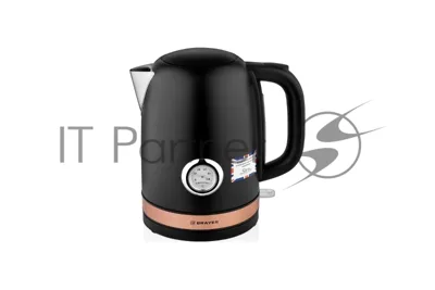 Чайник электрический BRAYER BR1005BK 2200 Вт.1.7 л, STRIX, сталь окраш, термометр, черный
