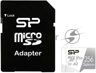 Флеш карта microSD 256Gb Silicon Power Superior Pro A2 microSDXC Class 10 UHS-I U3 Colorful 100/80 Mb/s (SD адаптер)
