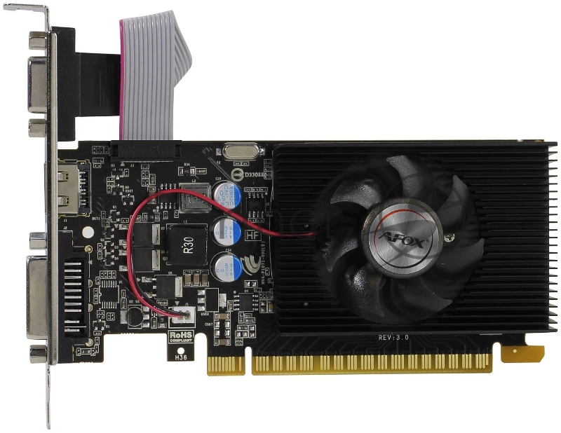 Видеокарта AFOX GeForce GT 730, 2 GB DDR3, 128 bit, HDMI, DVI-I, VGA, GPU 700 MHz