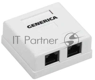 Розетка компьютерная информационная настенная RJ45 кат. 5Е UTP 2 порта GENERICA